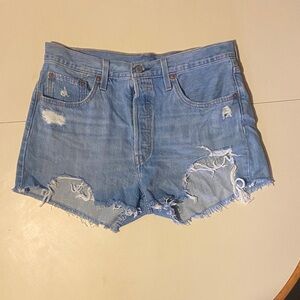 Levi's Light Blue Distressed Jean Shorts